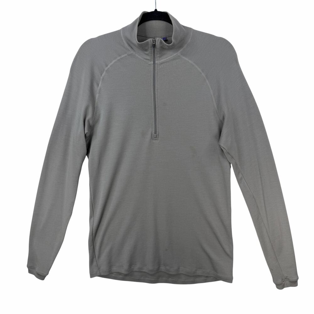 Ibex Woolies Pro Tech Merino Wool 1/4 Zip Pullover Shirt Mens Large Gray